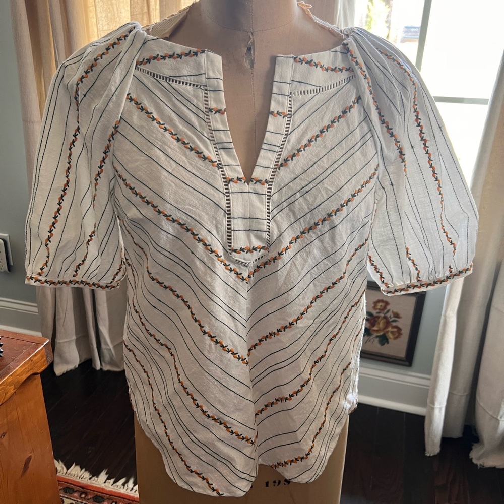 Anthropologie Maeve Fruit Puff-Sleeve Top Size 8